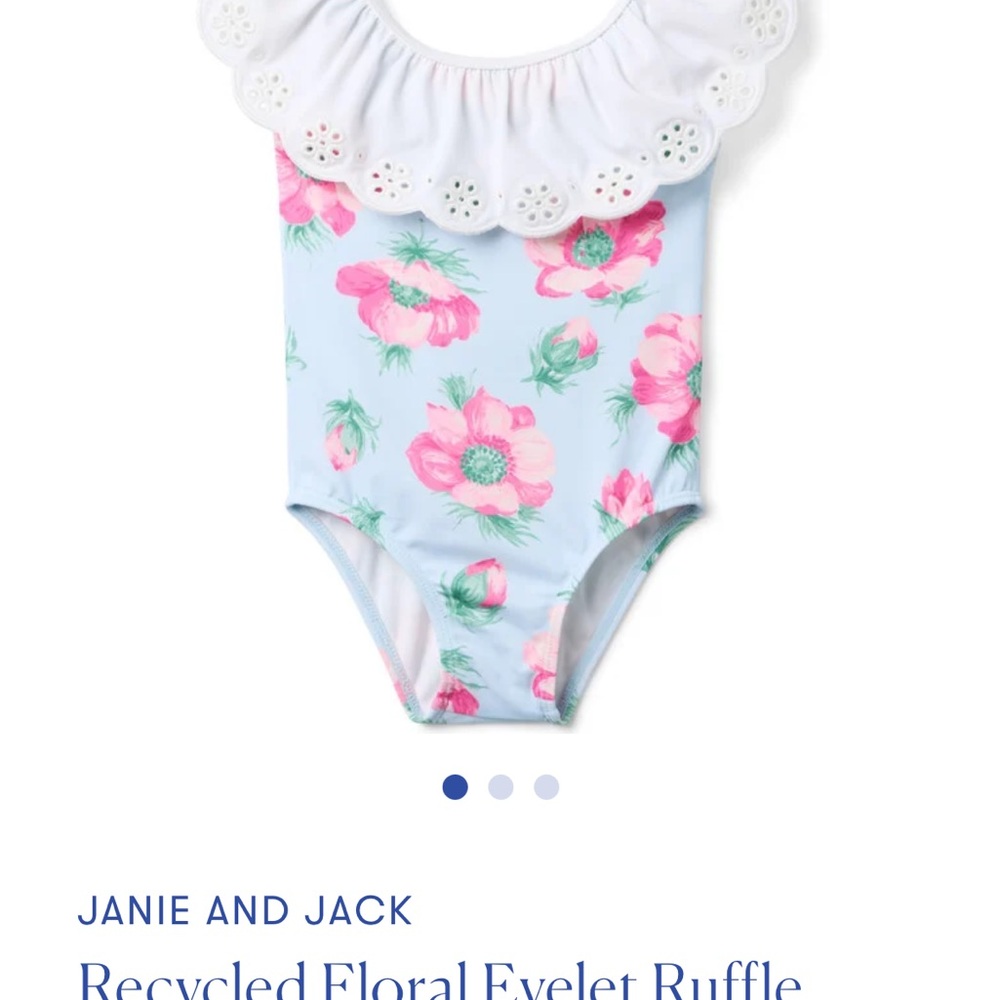 NWT Janie and Jack Floral Swimsuit with White Eyelet Ruffle Size 5T